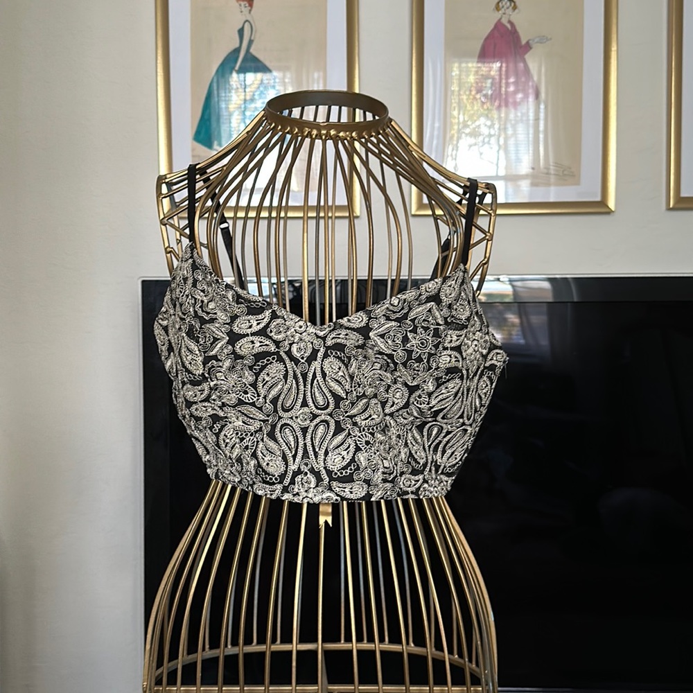 Black and Gold Crop Top